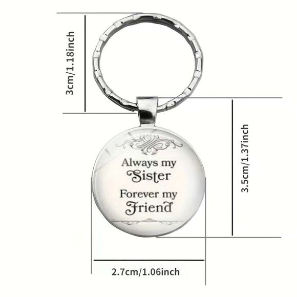 Time Gemstone Keychain Always My Sister Forever My Friend Pendant Keychain - Picture 3 of 3